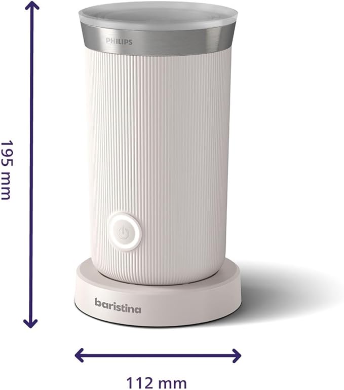 Philips Baristina Milk Frother - Foam Milk Perfectly. Hot and Cold. Dairy and Non-Dairy. Easy to Clean. for Philips Baristina Espresso Machines. Milky White (BAR311/00)
