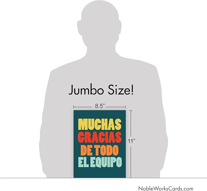 NobleWorks - Large Group Thank You Card in Spanish (8.5 x 11 Inch) Gratitude, Appreciation Gift - Big Thanks From The Team-Spanish J6884TYG-SL-US