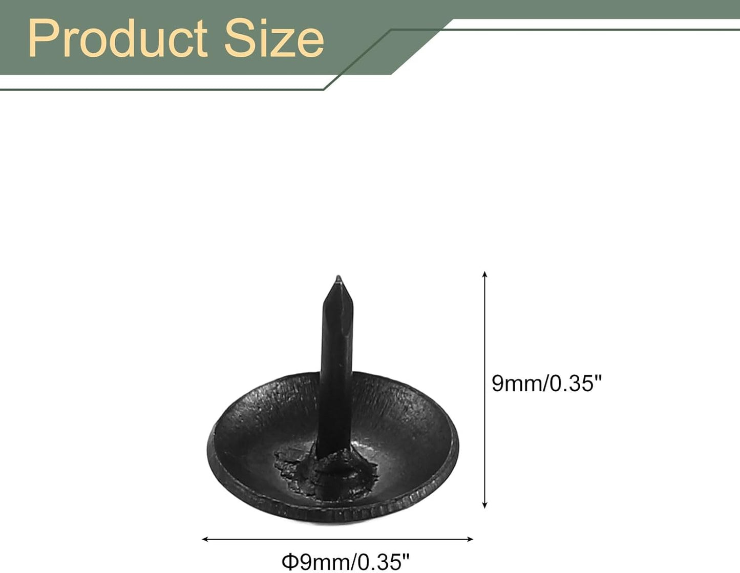 uxcell 100 Pcs Upholstery Tacks, 9 x 9mm Round Head Upholstery Nails Pins Vintage Decorative Furniture Tacks for Chairs Sofas Beds DIY Project, Black