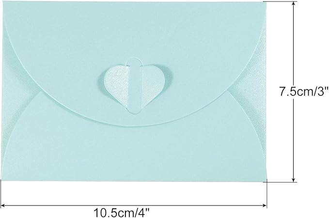 PATIKIL Gift Card Envelopes, 12 Pack Heart Shaped Clasp Small Gift Cards Holder Mini Envelope for Birthdays Weddings, Light Blue