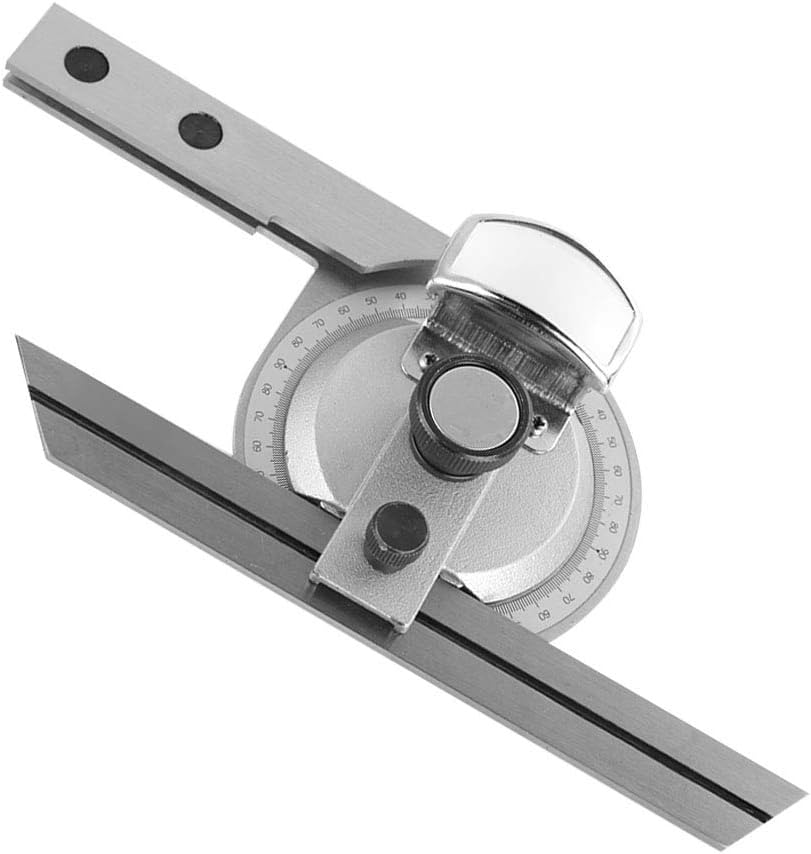 Fdit Bevel Protractor, 360 Degree Universal Stainless Steel Vernier Bevel Protractor, Angle Measuring Finder Ruler Tool with Magnifying Glass