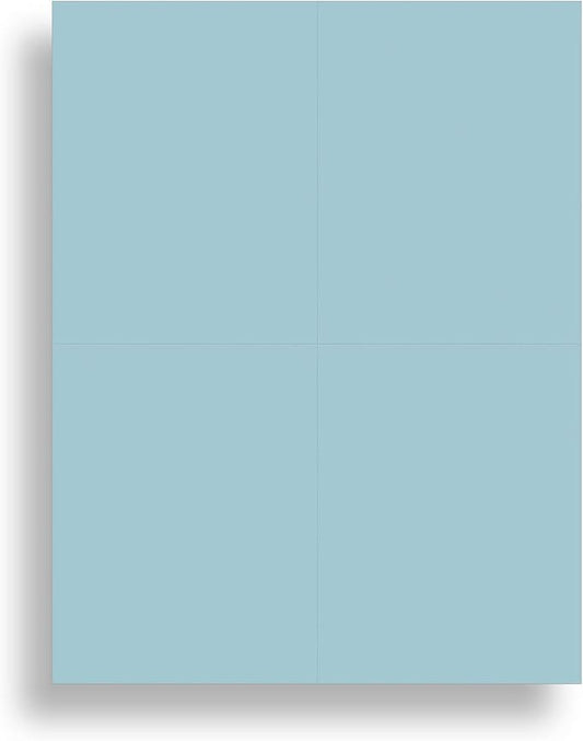 Blank Colored 4-up Postcard Paper by Desktop Publishing Supplies - 25 Sheets / 100 Postcards Pack - Printable with Laser or Inkjet Printer - Plain Matte Cardstock (Plain Blue)