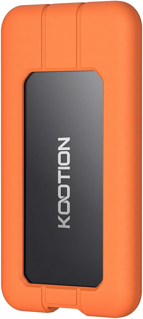 KOOTION 512GB Portable SSD USB 3.2 External SSD USB-C Up to 2000MB/s USB 3.2 Gen 2x2 Portable Solid State Drive with Protective Case Shockproof Type-C External Solid State Drive, Orange