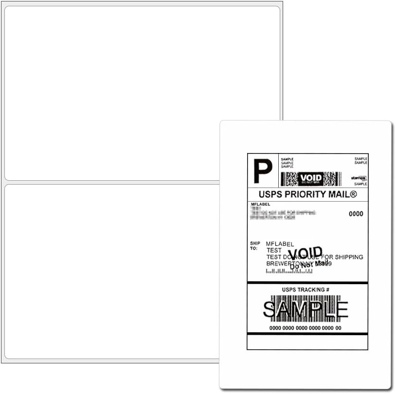 MFLABEL ®Round Conrner Half Sheet Shipping Labels 2-UP Click-n-Ship Mailing Postage Labels(500Labels)
