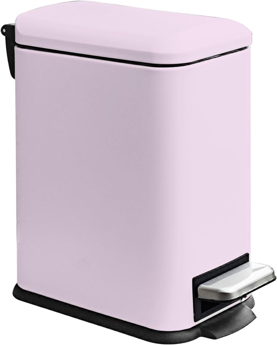 JM.YIPENG Bathroom Rubbish Bin, 5 Litre Cosmetic Bin, Small Waste Bin with Soft Close Lid, Bathroom Bin for Toilet, Bathroom, Bedroom, Living Room, Pink