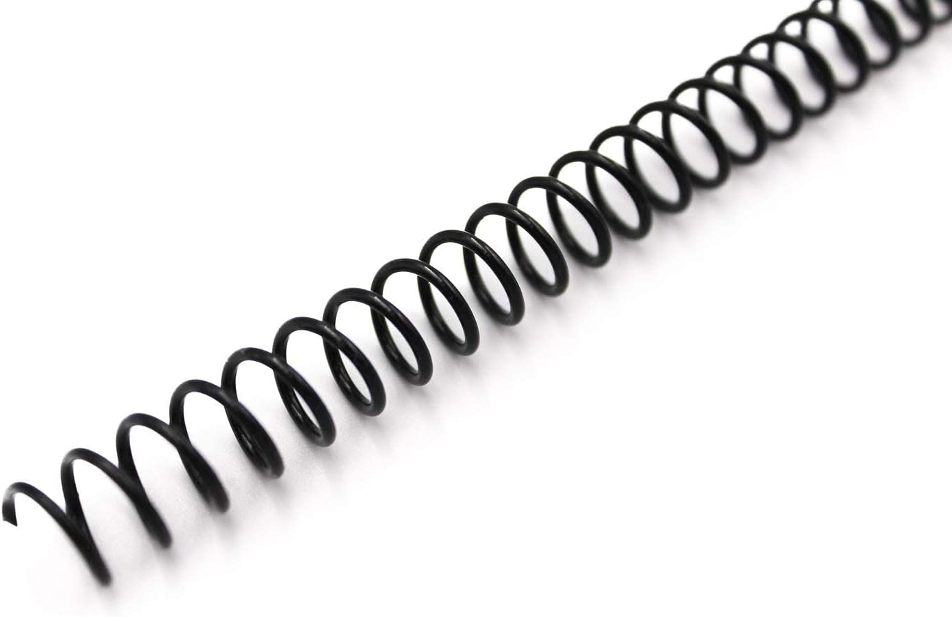 Binditek 200 Pack Plastic Spiral Binding Coils, 10mm(3/8"), 75 Sheet Capacity, 4:1 Pitch, Black, 48Loops, for Letter Size, for Students and Coworkers
