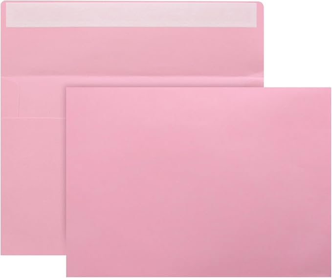 50 Packs A7 Envelopes,5x7 Envelopes for Invitations,Printable invitation envelope,Photos, postcards, greeting cards, mailings, Wedding Self-sealing (pink), Pink,White, ‎‎mf003