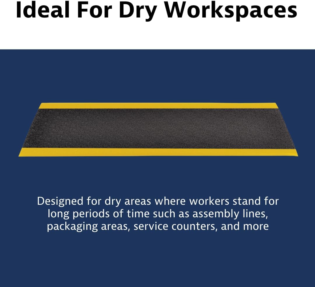 Notrax 411 Sof-Tred™ 4' x 60' x 9/16" Anti Fatigue Mat, Enhanced Slip Resistance with Beveled Edges and Pebbled Surface, Ideal for Industrial and Commercial Workplaces, Black/Yellow, 411R0448BY