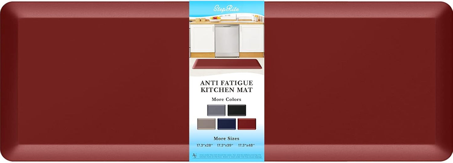 StepRite 4/5 Inch Thick Kitchen Mat Anti Fatigue Mat Kitchen Rugs Kitchen Decor Non-Slip, Stain Resistant, Waterproof Kitchen Mats Desk Mat for Kitchen, Office, Workshop, Red, 17'' x 47''