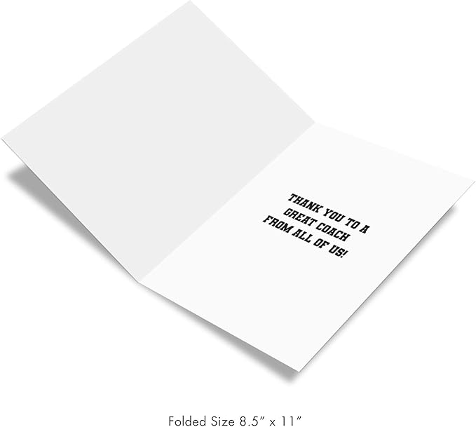 NobleWorks - 1 Jumbo School Teacher Thank You Notecard From US, Everyone with Envelope (8.5 x 11 Inch) - Team Sports Gratitude, Mentor, and Instructor Notecard - World's Best Coach J3117TYG-US