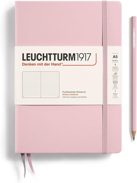 LEUCHTTURM1917 - Notebook Hardcover Medium A5-251 Numbered Pages for Writing and Journaling (Powder, Dotted)