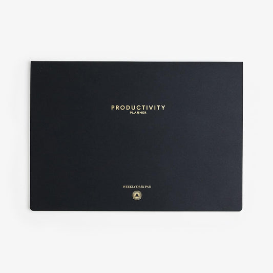 Intelligent Change - Weekly Desk Pad, 1-Year Productivity Planner, Tear-Out Deskpad for to-Do List, Productivity Tools for Time Management and Mindfulness, A4 Size, Black