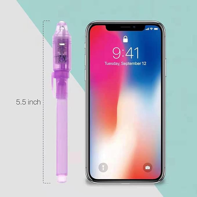 Invisible Ink Pens with Light, 10Pcs Magic Spy Pen for Secret Message, Birthday Party, and Kids Halloween Goodies Bags Toy…