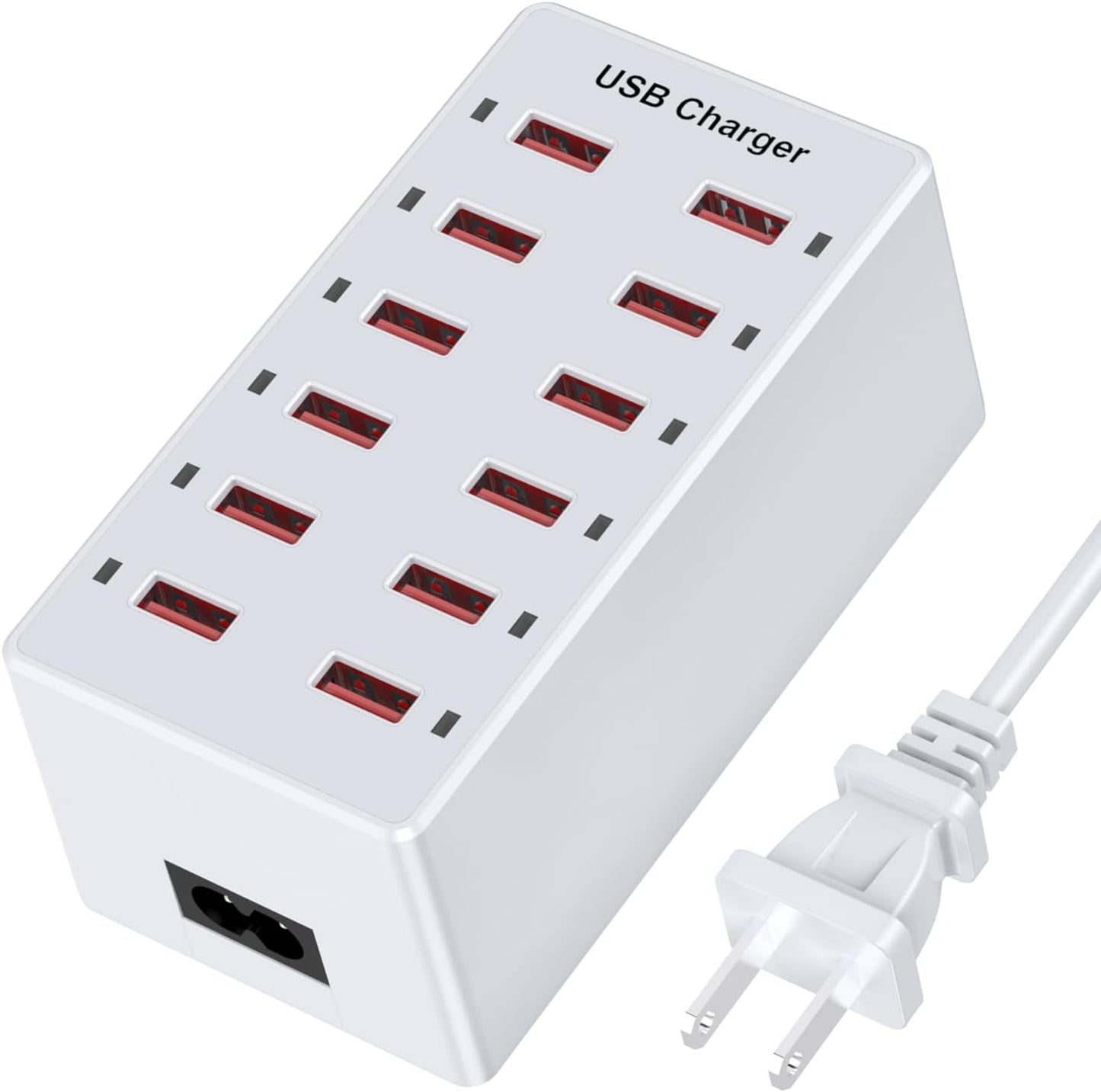 USB Charger 12-Ports Charging Station for Multiple Devices USB Wall Charger Power Hub Strip Smart Plug Charging Dock Block for iPhone Xs/XR,iPad,iPod,Galaxy S9/S8,Smart Phones 60W