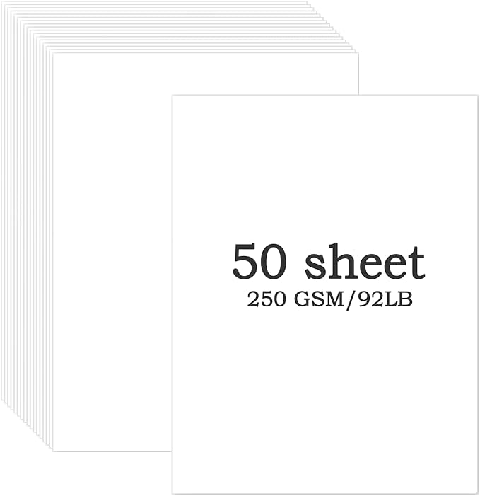 50 Sheets Thick Paper White Cardstock 5 x 7 Inch Smooth Heavy Cards Stock Printer Paper for Invitations, Menus, Wedding, DIY Cards, 250GSM Thick Paper