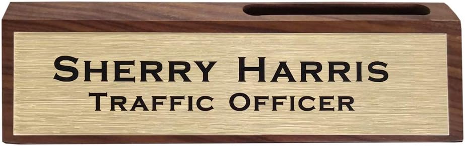 Personalized Business Desk Name Plate with Card Holder Custom Desk Nameplate Support Adding Logo 2" x 8"