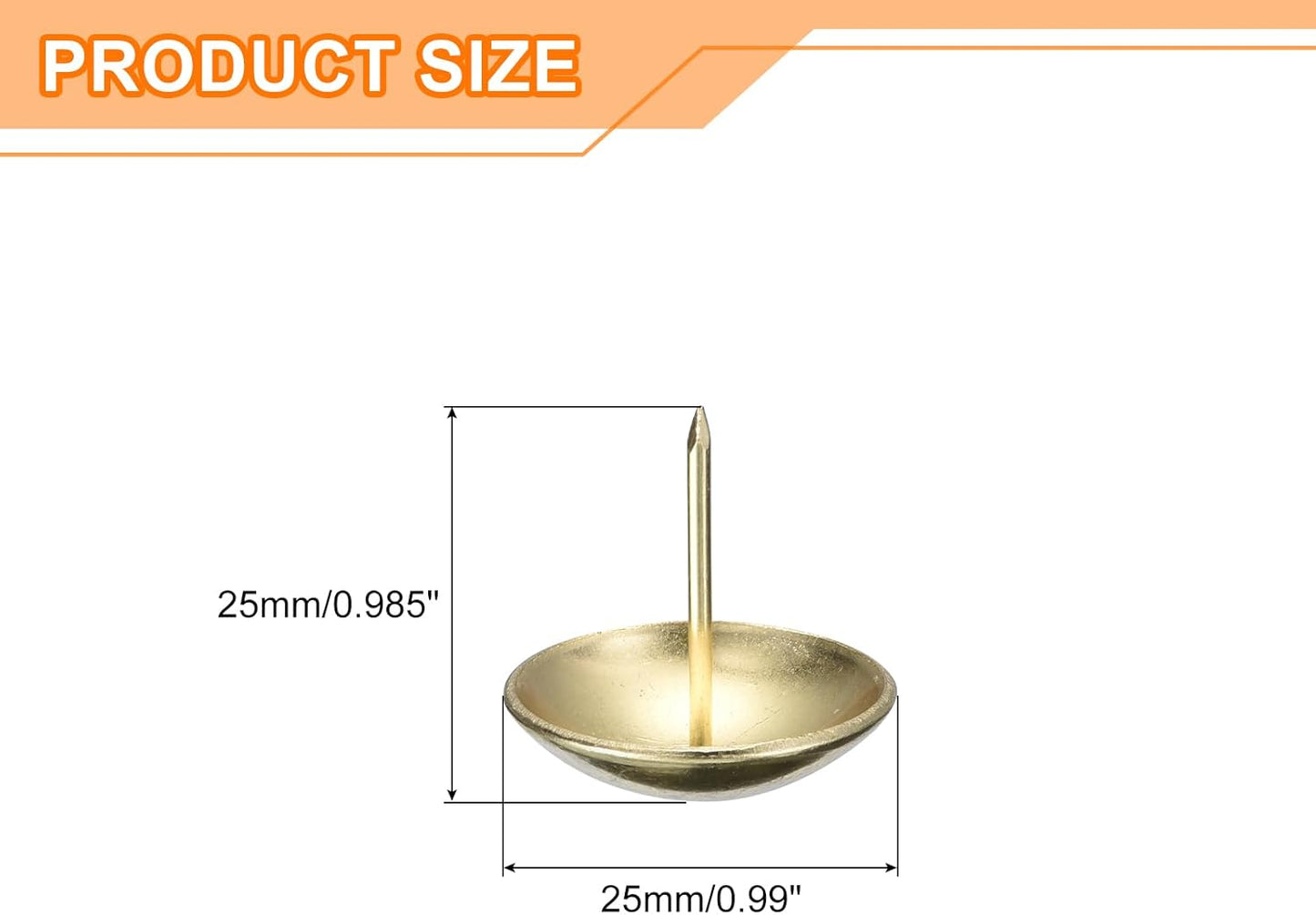 uxcell Upholstery Tacks Nail Pins Furniture, 30Pcs 25x25mm Thumb Tack Pins Assortment Kit Carbon Steel for Home Sofa DIY Decorative Nail Heads Nails, Gold