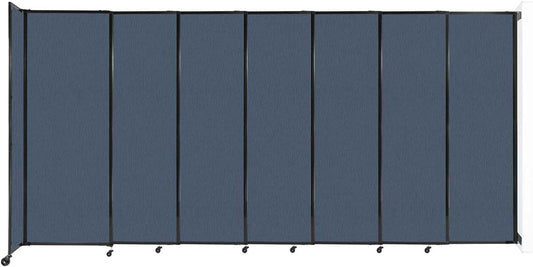Wall-Mounted Sliding StraightWall Room Divider | Adjustable Widths | Locking Wheels | Room Separator | Up to 15'6" Wide x 7'6" Tall Ocean Fabric Panels