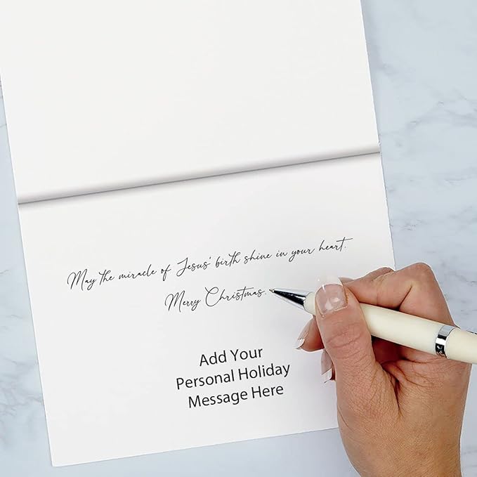 Current Let Your Heart Be Light Personalized Christmas Greeting Cards Set - Set of 18 Large 5 x 7-Inch Folded Cards, Themed Religious Holiday Card Value Pack, Envelopes Included
