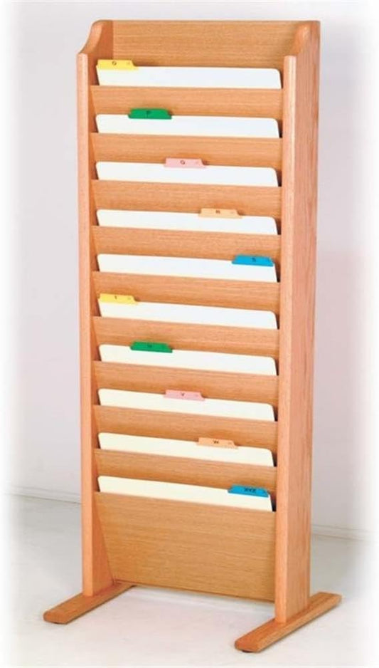 BOWERY HILL 10 Pocket Legal Size Standing File Holder in Light Oak