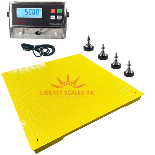 Liberty LS-700-4X6 Heavy Duty General Purpose Floor Scale | 48" x 72" | Capacity of 2.500 lbs x 0.5 lb + Yellow