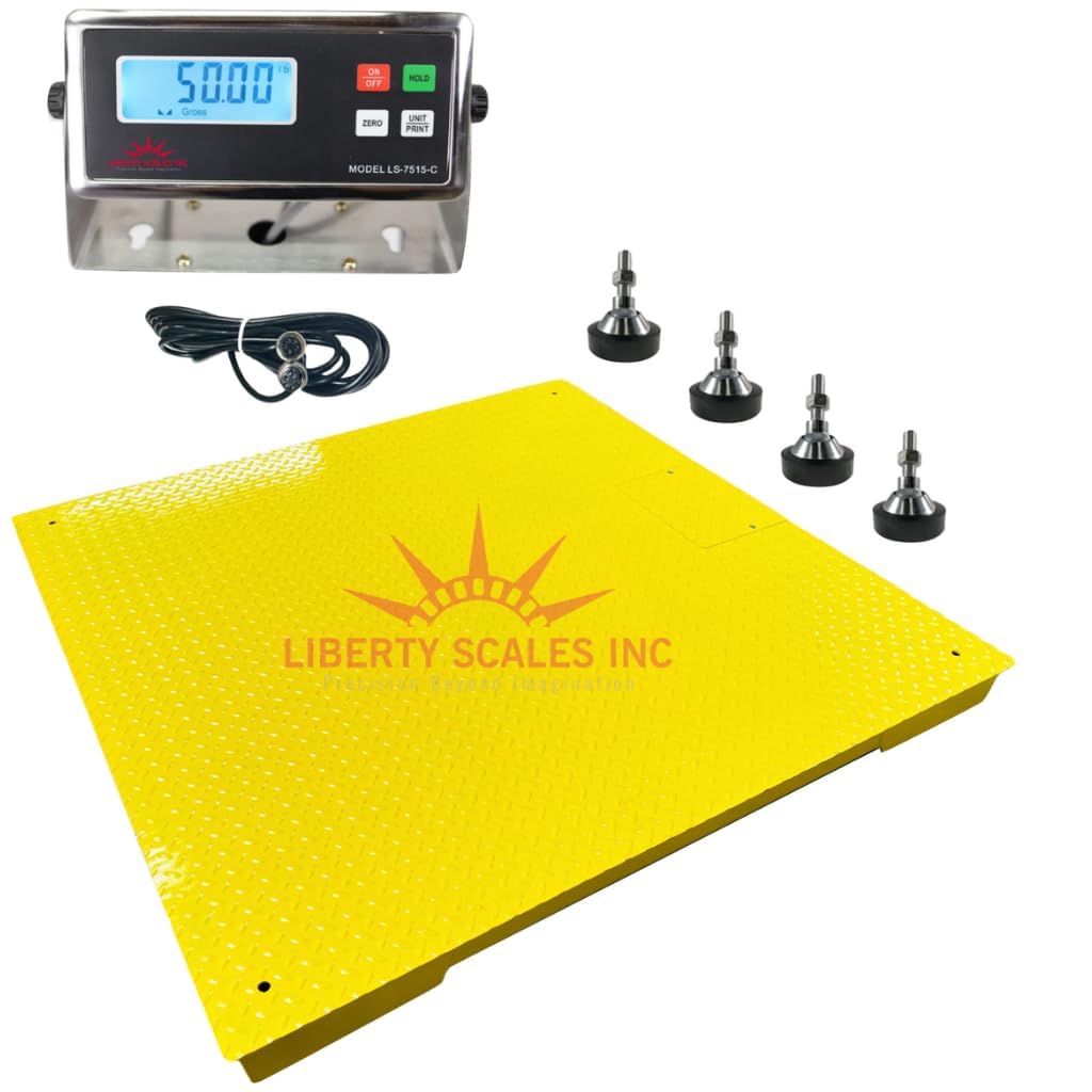 Liberty LS-700-4X6 Heavy Duty General Purpose Floor Scale | 48" x 72" | Capacity of 1000 lbs x 0.2 lb + Yellow