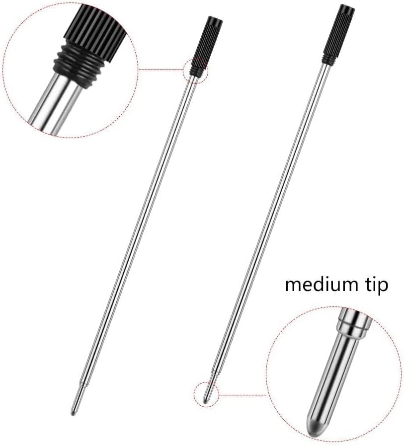 MengRan 4.5'' Ballpoint Ink Pen Refills for Twist Pens,1mm Medium Tip, Compatible with Cross Pen Refills (8513)(10 Pcs Black Ink)