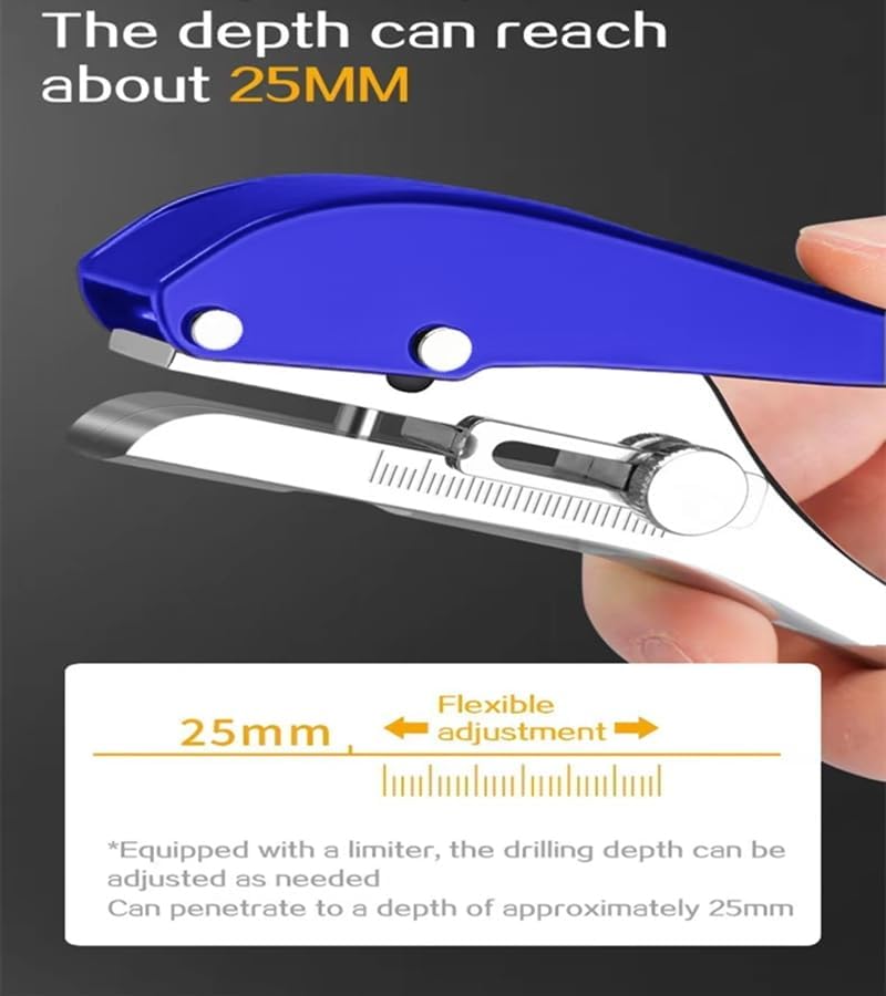 Single Hole Punch Heavy Duty Hole Puncher Single Handheld Paper Punch Small Hole Puncher One Hole Punch for Crafts Paper Cards Tags Scrapbook Plastic Cardboard-5/16 inch-8mm, Blue