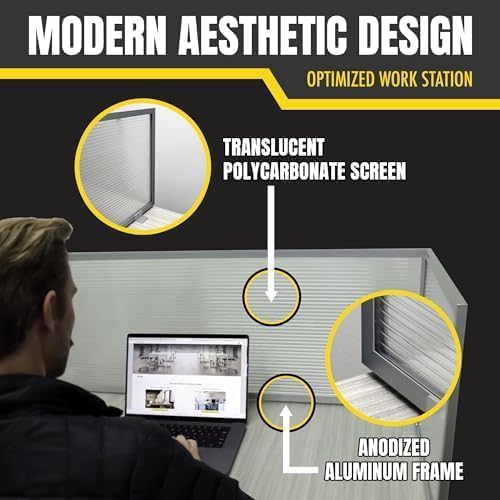 OBEX Polycarbonate Office Desk Mounted Privacy Screen Adjustable Table Top Panel Divider, Universal Aluminum Bracket-USA Made, 18" x 24", Translucent