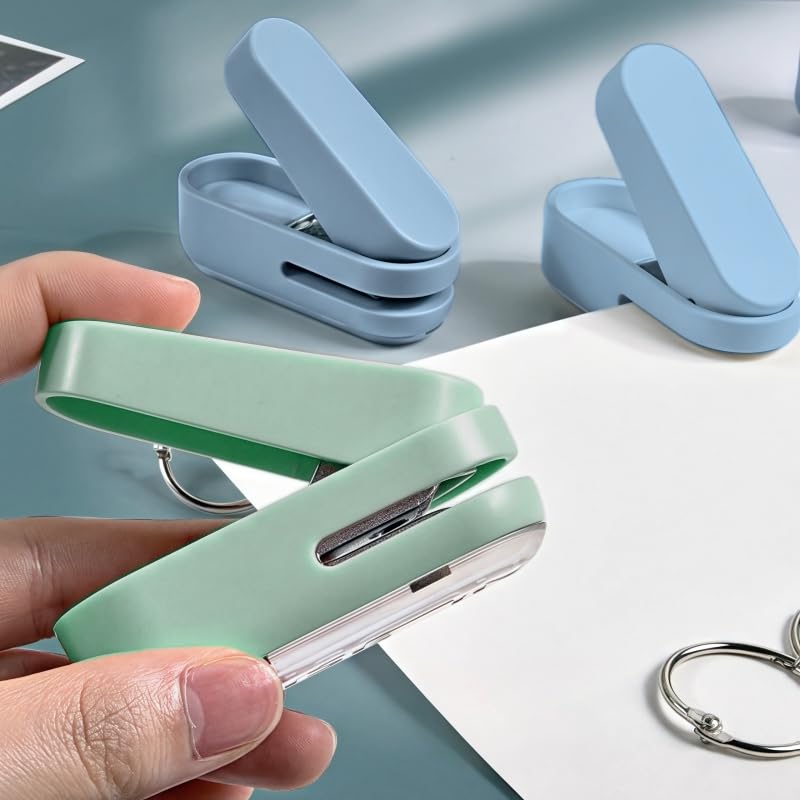 Magnoloran 2 Pack Single Hole Punch, 1/4 inch Mini Small Hole Puncher Heavy Duty Paper Hole Puncher Small Hole Punch One Hole Puncher for Crafts Paper Cards Tags Scrapbook-Blue&Green