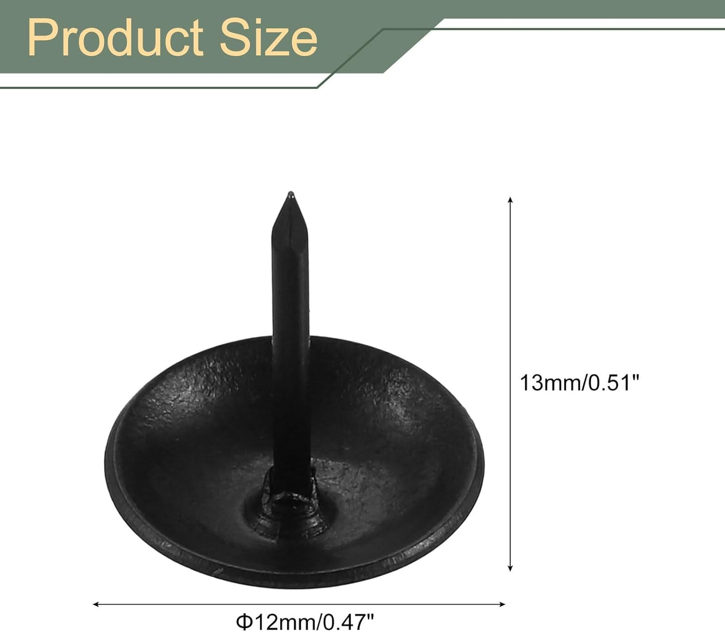 uxcell 50 Pcs Upholstery Tacks, 12 x 13mm Round Head Upholstery Nails Pins Vintage Decorative Furniture Tacks for Chairs Sofas Beds DIY Project, Black