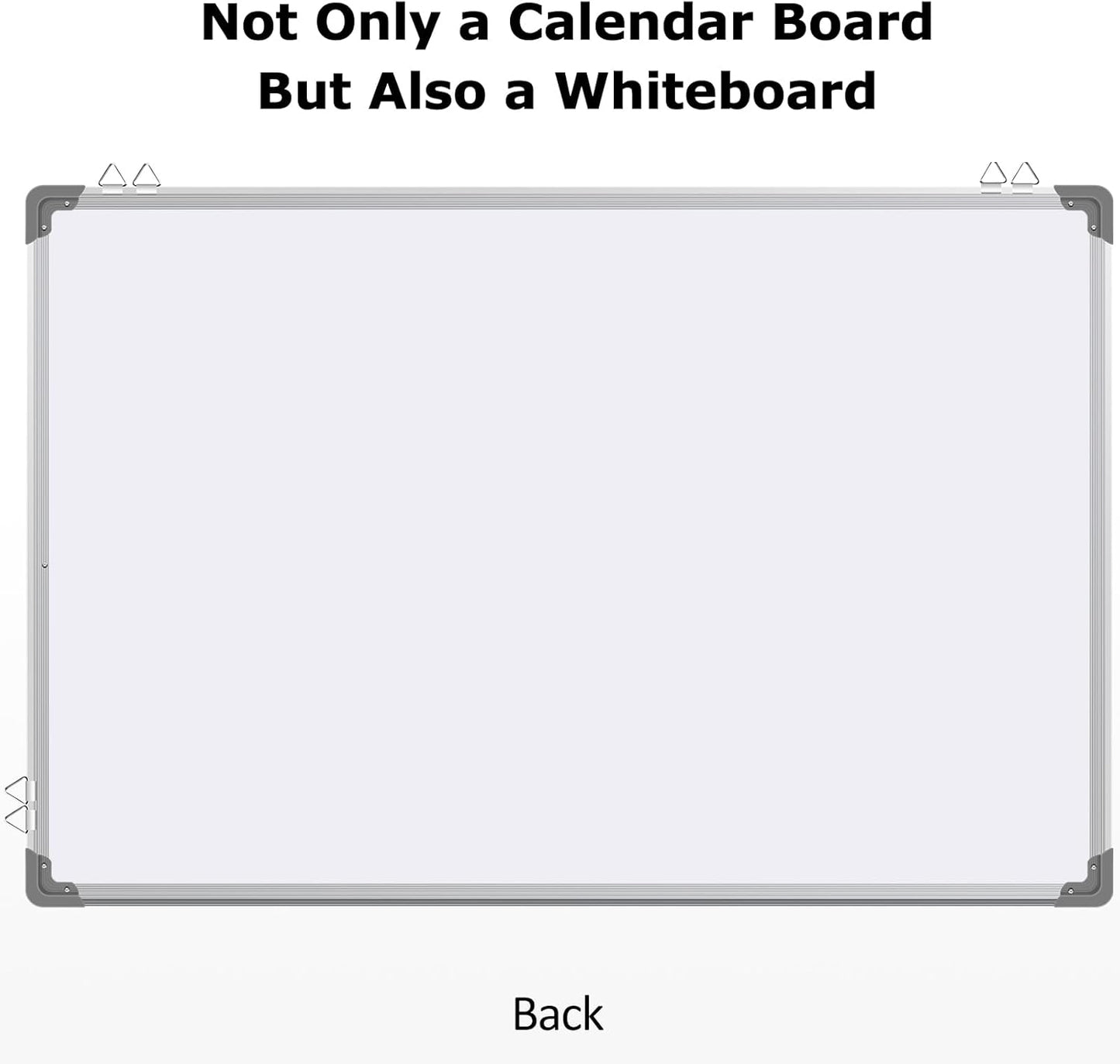 EAONE Magnetic Whitboard Calendar for Wall, Double Sided Dry Eraser Board Combo with Aluminum for Office, School, Home Kitchen (Silver, 36" x 24")