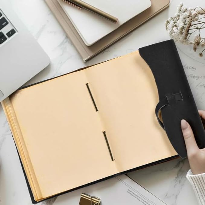 LEATHER VILLAGE Leather Bound Journal - Black, 11.5"X8.50", 220 Pages - Vintage Blank Paper Diary for Writing, Drawing, Sketchbook, and Travel Notebook - Ideal for Women and Men