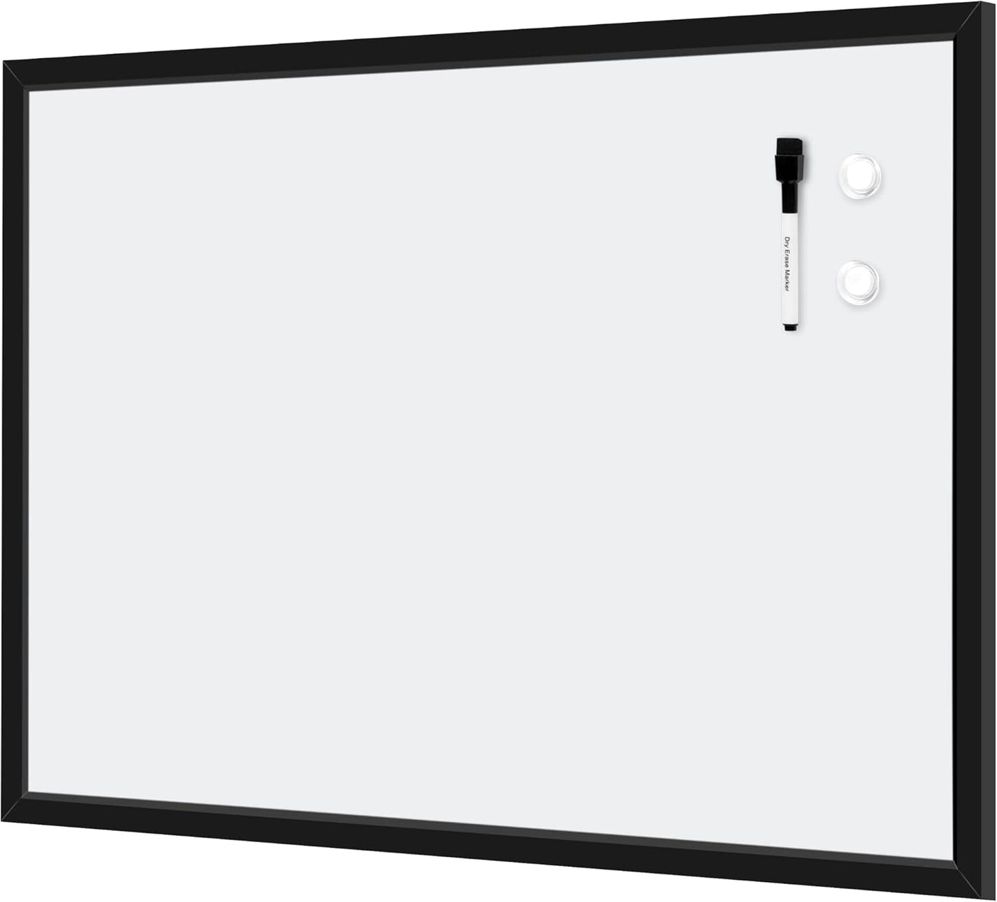 Amazon Basics Magnetic Dry Erase Whiteboard, 35"W x 23"H, Black Wooden Frame