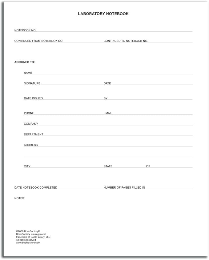 BookFactory Lab Notebook Laboratory Notebook - Professional Grade - 168 Pages, 8" x 10" (Ruled Format) Cover is Black and Burgundy Imitation Leather, Section Sewn Hardbound (LRU-168-SRS-A-LKMST1)