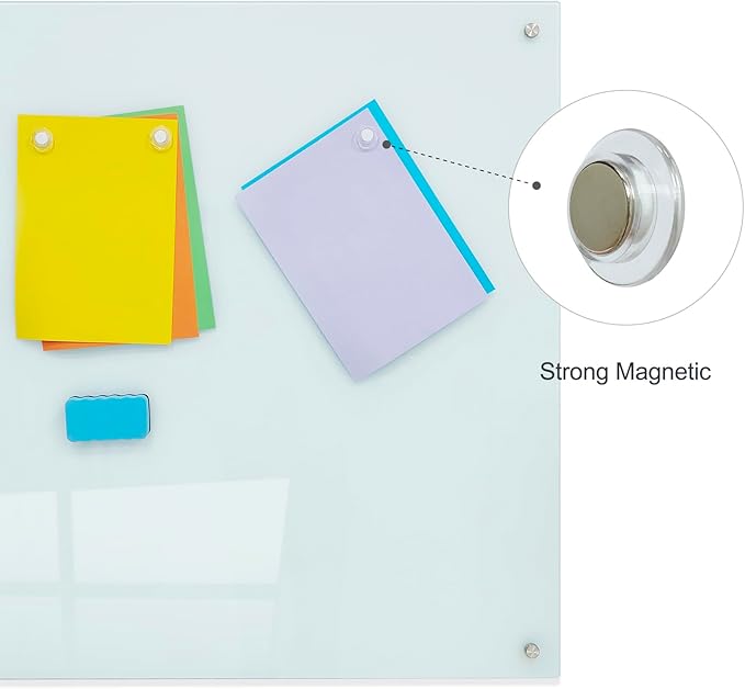 Glass Magnetic White Board - 36 x24 Inches Frameless Dry Erase Glass Whiteboard for Wall, Writing Board for Office, Classroom, Home and Presentation