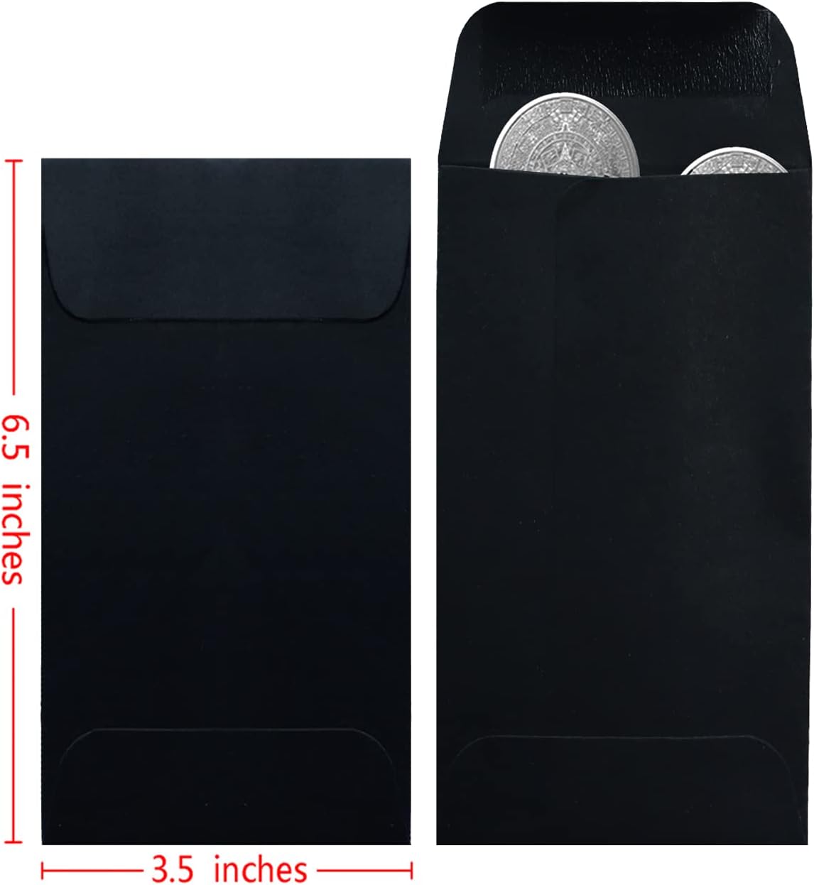 200 Pack #7 Black coin envelope 3.5 x 6.5 inches Kraft Envelopes Classic Small Parts Envelopes with Self Adhesive Gummed Flap for Coins Cash Credit Cards Seeds