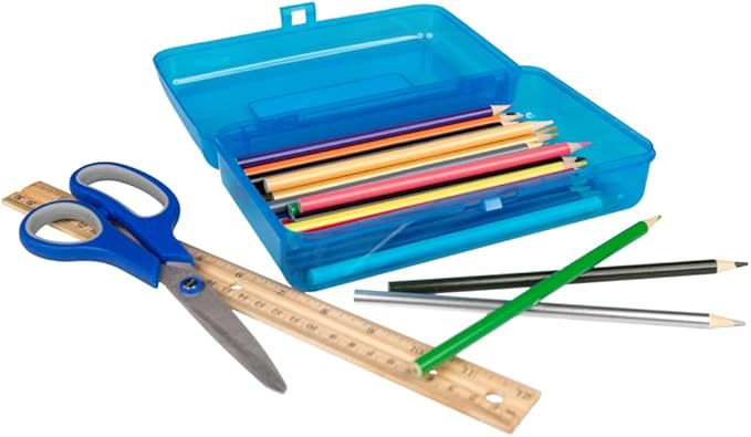 Craft County | Transparent Pencil Box | Colored Utility Box Storage Office Supplies Organizer | Clear