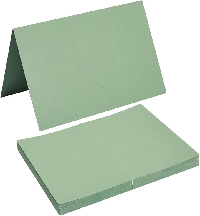 50 Pack Blank Cards Folded Cardstock Thank You Blank Greeting Cards for Invitations, Wedding, Greeting Cards, All Occasion DIY (Sage Green, 2x3.5)