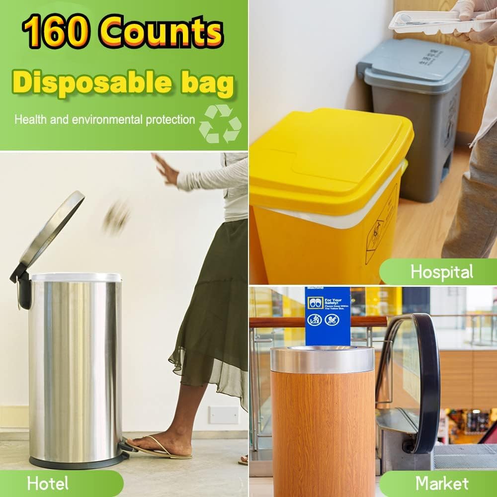 SWIHELP Tall Kitchen Trash Bags 13 Gallon Garbage Bags 50 Liters Plastic Trash Can Liners Waste Basket Bin Liners for Home Office Outdoor 160 Counts