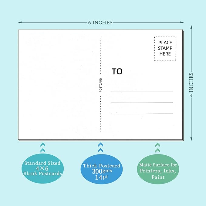 50 Pack Blank Postcard for Mailing, 4x6 Thick 14pt Mailable Post Cards Set for DIY Greeting Cards Thank You Card and More (White)