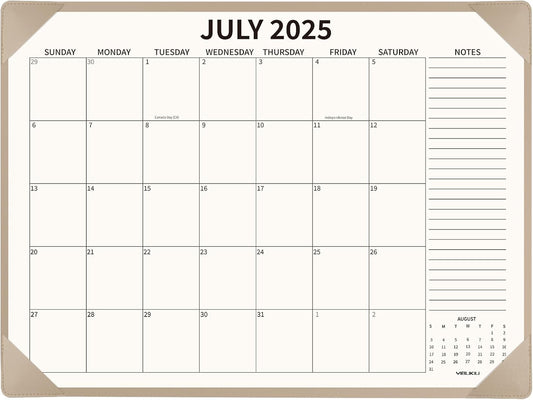 Desk Calendar 2025-2026 Large 22x17, July 2025-December 2026, 18 Months Big Desk Pad Calendar with Desktop Mat and Plastic Cover for Home Office School Planning, Apricot