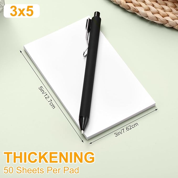 Fainne 3 x 5 Inch Paper Note Pads White Memo Pad Blank Writing Memo Scratch Paper for Waitress Waiter Book to Do Grocery List Small Notebook Restaurant Checkbook, White(40 Pack)