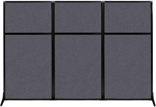 Versare Office Workstation Screen | Portable Wall Divider | Modern Cubicle | Freestanding Privacy Screen | Flexible Work Space | 3 Panels | 99" Wide x 70" Tall Dark Gray SoundSorb Panels
