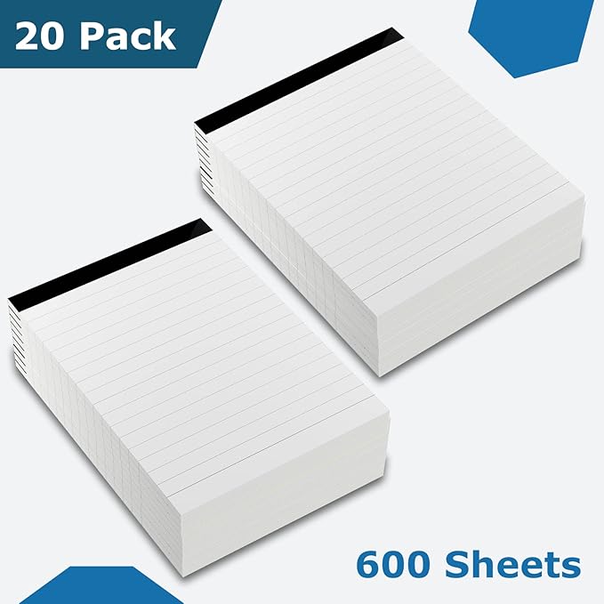 20 Pcs Perforated Note Pads College Ruled - 4" x 6" Inch Writing Notepad for Daily Planning - Perforated Small Notepads with 30 Sheets per Pad - Ruled Papers