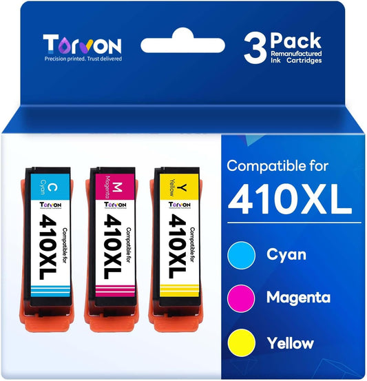 Remanufactured Ink Cartridge Replacement for Epson 410 Ink Cartridges 410XL T410 T410XL for Epson XP-7100 XP-530 XP-630 XP-640 XP-900 XP-830 Printers(Cyan, Magenta, Yellow)