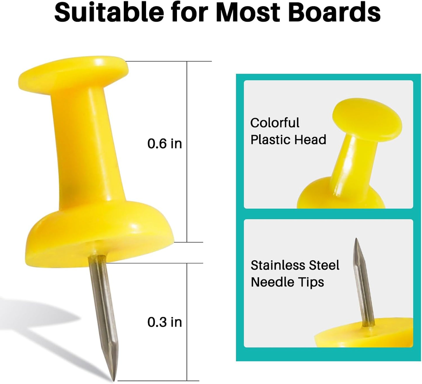 120Pcs Push Pins for Bulletin Board, Thumb Tacks for Cork Board, Colorful Plastic Head, Steel Tip, Thumbtacks for Wall Poster Photo Maps Pictures Office Home Decor