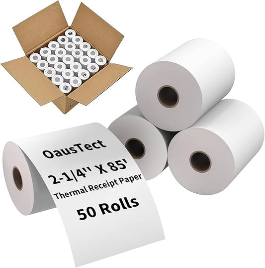 OausTect 2 1/4 x 85 Thermal Paper Rolls, Thermal Receipt Printer Paper for Credit Card Machine, Cash Register, POS (100 Rolls)