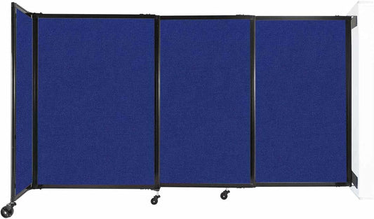 Wall-Mounted Sliding StraightWall Room Divider | Adjustable Widths | Locking Wheels | Room Separator | Up to 7'2" Wide x 4' Tall Royal Blue Fabric Panels