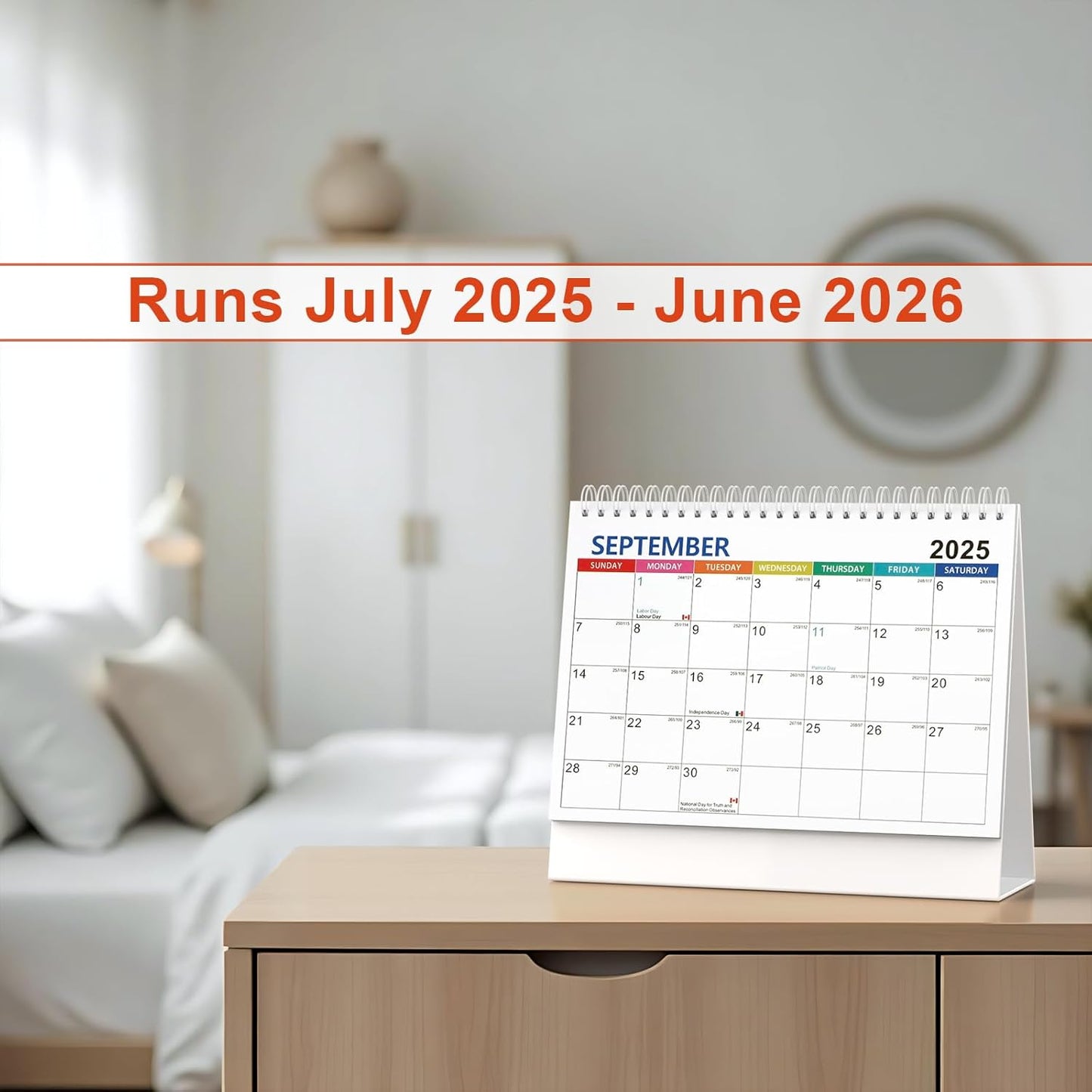 Desk Calendar 2025 planner, Covers Jul 2025-Jun 2026 with Monthly Plan, Notes and Tasks, Easy to Organizing for Family, Students, Home, School and Office